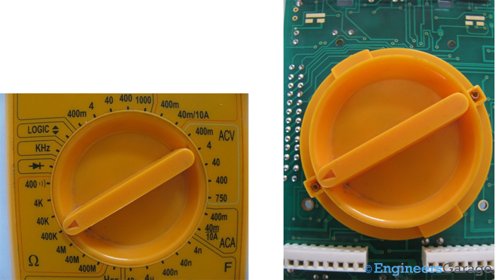 Figure Showing Position of Rotary Switch to Measure Resistance Range of 400K