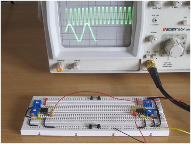 High Frequency And Low Frequency Sine Waves Displayed On CRO Screen