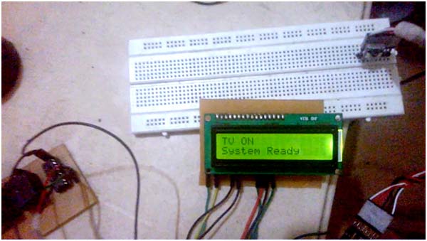 Image of Display Panel of Home Automation System showing switching status of a home appliance