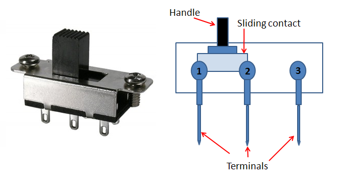 Image and Internal Circuit Diagram of Sliding Switch