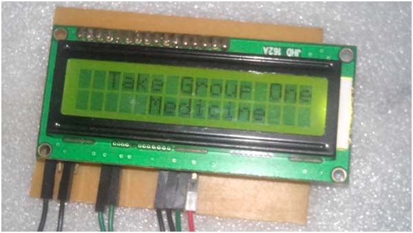 Image of LCD Module showing prescribed medical dose on Medicine Reminder System