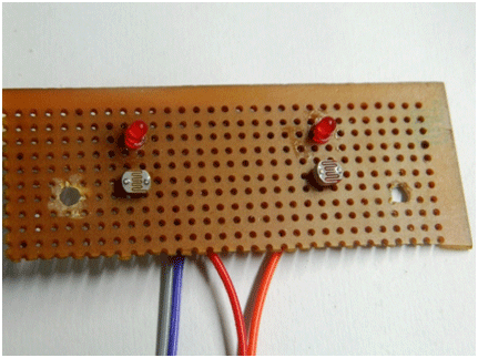 Image of Line Sensor built using LED and LDR on a PCB