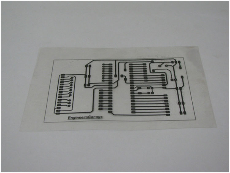 Image of mirror image print of the layout on the OHP sheet Image of mirror image print of the layout on the OHP sheet