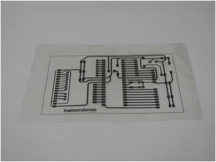 Image of mirror image print of the layout on the OHP sheet