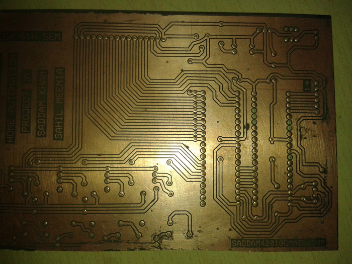 Image of PCB used in DTMF based Home Automation System