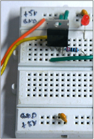 Image of Power Supply Circuit designed on Breadboard