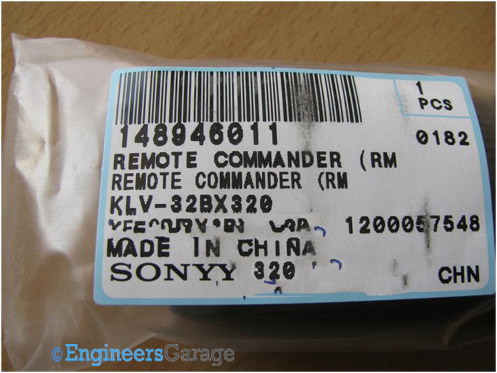 Image of Product Tag of Remote Control Device