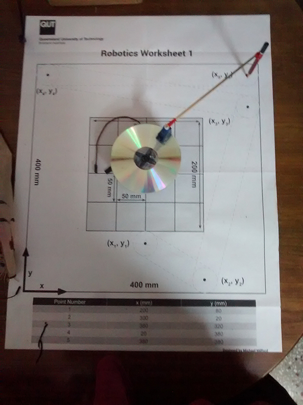 Image of Robotic Worksheet with Robotic Arm placed over it