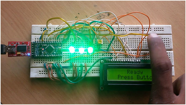 Image showing a user playing Arduino based Jackpot Game