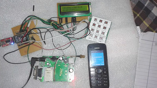 Image showing Arduino and GSM GPRS Modem based Mobile Caller in action