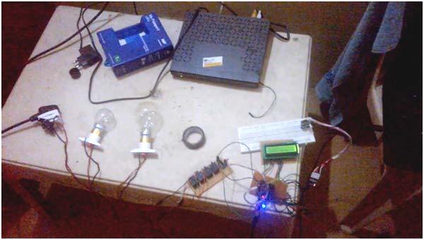 Image showing circuit connections of Arduino based Home Automation System with an LED TV