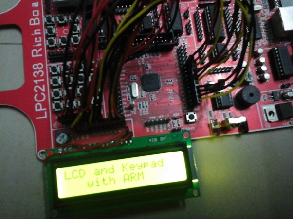 Image showing circuit connections of character LCD and LPC2138