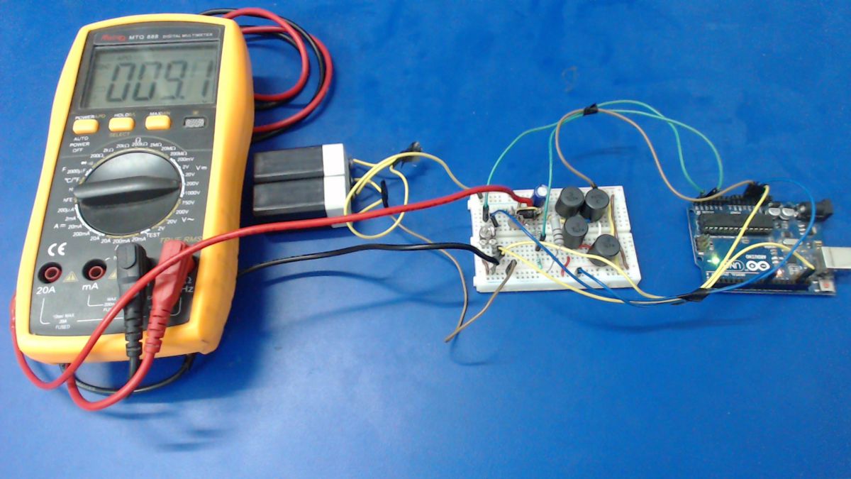 Image showing Closed Loop Boost Converter Under Test Image showing Closed Loop Boost Converter Under Test