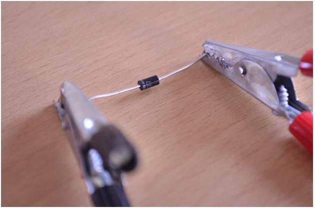 Image showing crocodile probes connected to Diode