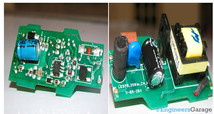 Image Showing Internal Circuitry In A LED Bulb Image Showing Internal Circuitry In A LED Bulb