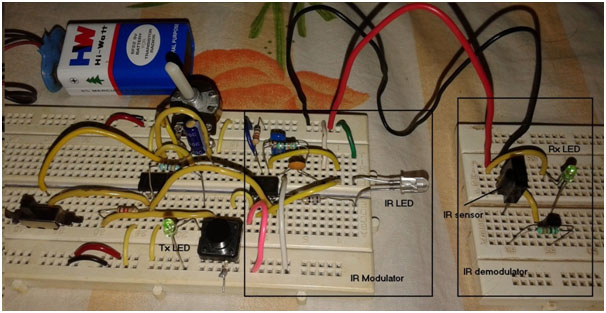 Image showing IR receiver and transmitters on Low Frequency IR Modulator and Demodulator Circuits