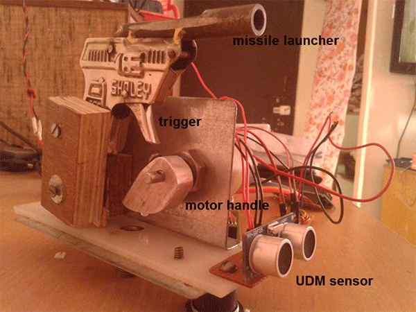 Image showing main parts of 8051 Microcontroller based Automatic Missile Launcher with UDM RADAR