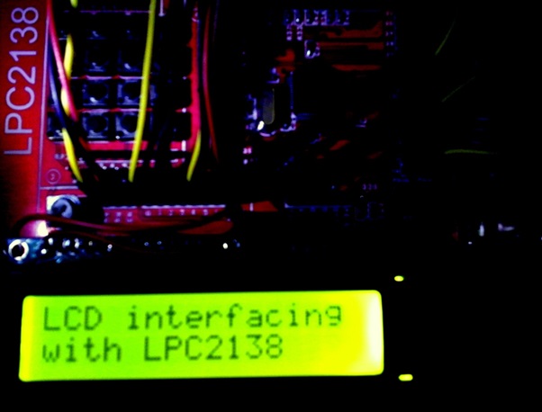 Image showing message displayed on LCD from LPC2138