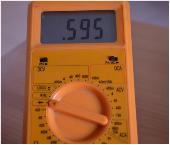 Image showing multimeter displaying Forward Voltage Drop of the Diode