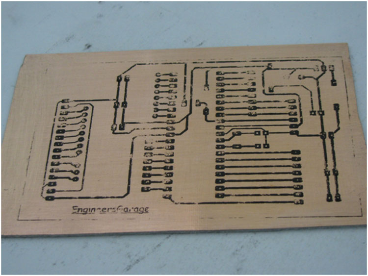 Image showing PCB Layout printed on copper side of PCB Image showing PCB Layout printed on copper side of PCB
