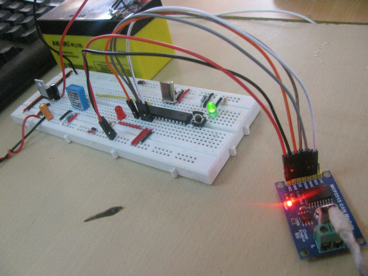 Image showing prototype of motor driver circuit designed on a breadboard for automatic car wiper