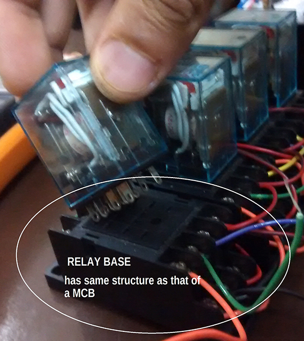 Image showing Relay base and MCB Connections