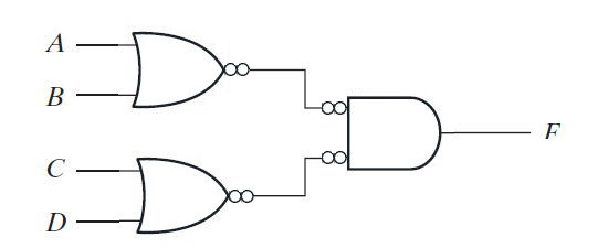 Image Showing Replacement of AND-OR Gates by NOR Gate