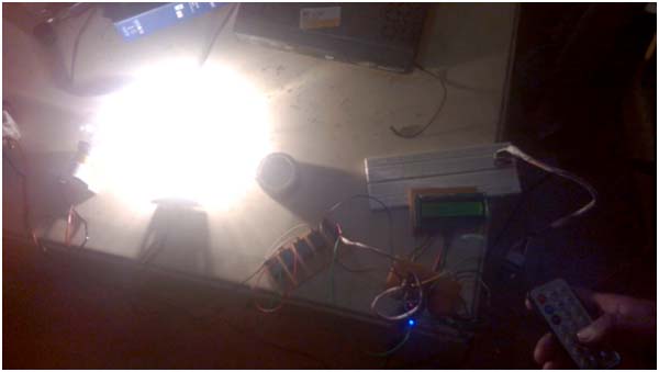 Image showing switching a bulb on by IR Remote via Home Automation System