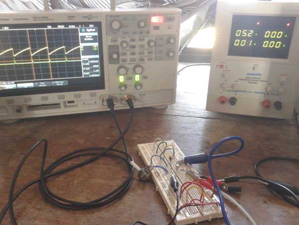 Image showing UJT Relaxation Oscillator Under Test