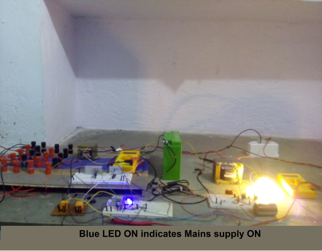 Image showing Blue LED glowing in Square Wave Inverter based Offline UPS Image showing Blue LED glowing in Square Wave Inverter based Offline UPS