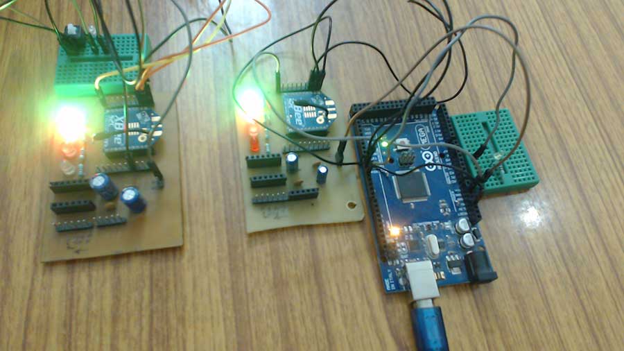 Image showing Circuit Connections of Xbee API Mode LED Controller Image showing Circuit Connections of Xbee API Mode LED Controller