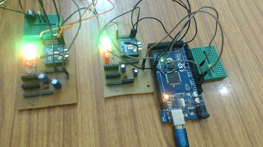 Image showing Circuit Connections of Xbee API Mode LED Controller 