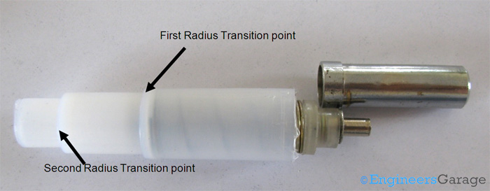 Inner Components Showing Plastic Tubular Structure that Contains Hammer and Spring Assembly Inner Components Showing Plastic Tubular Structure that Contains Hammer and Spring Assembly