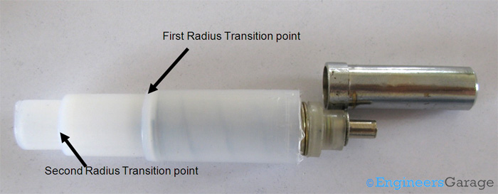 Inner Components Showing Plastic Tubular Structure that Contains Hammer and Spring Assembly