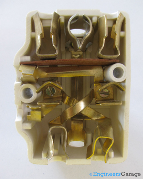 Inside of Switch Showing Connections of Maze of Copper Wires Inside of Switch Showing Connections of Maze of Copper Wires