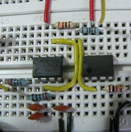  Inverting Amplifier Circuit on Breadboard