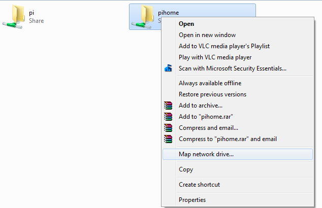 Mapping Drive for Windows & Raspberry Pi Connection