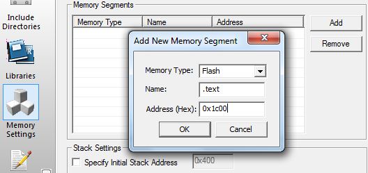 Memory Settings to flash code in BLS of AVR