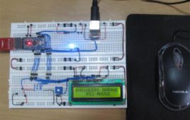 Moving Characte Using PS2 Mouse In LCD Circuit Setup On Breadboard