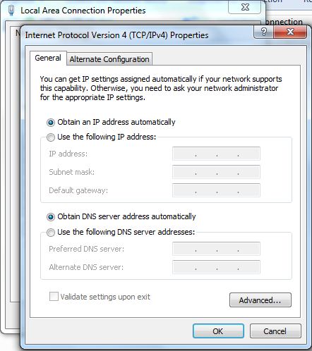 Obtain IP address and DNS server address for LAN Obtain IP address and DNS server address for LAN