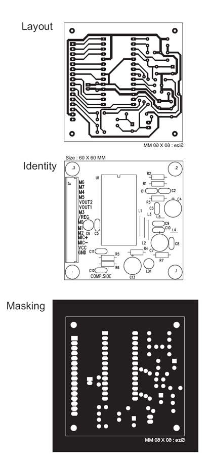 PCB Layout of aPR33A IC based Voice Recording Module