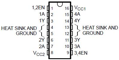 Pin Diagram of L293D Motor Driver IC