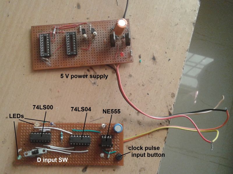 Prototype of 555 IC based D Flip-Flop