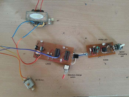 Prototype of 555 IC based DC Motor Speed Controller