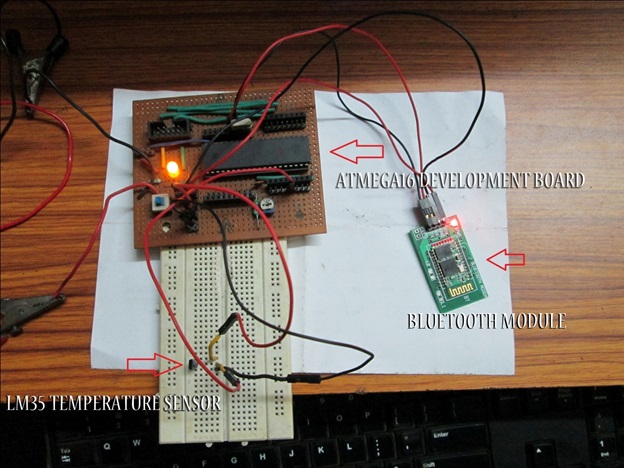 Prototype of AVR ATMega16 based Wireless Temperature Monitor