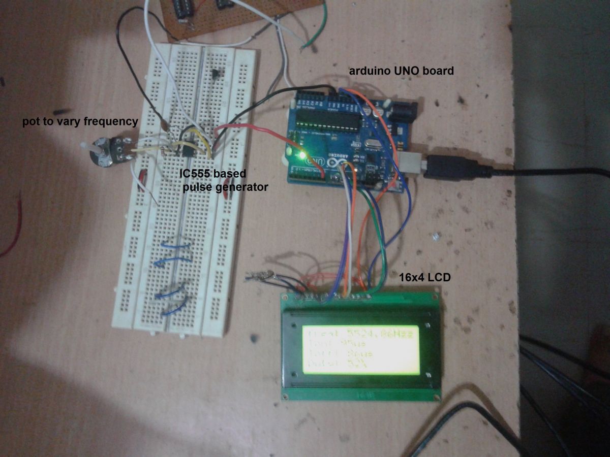 Prototype of Arduino based Frequency and Duty Cycle Meter