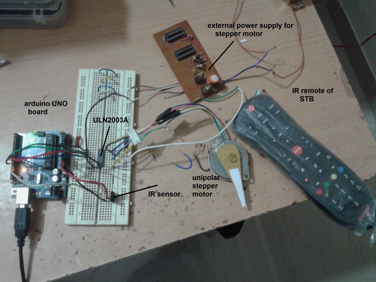 Prototype of Arduino and IR Remote based Stepper Motor Controller