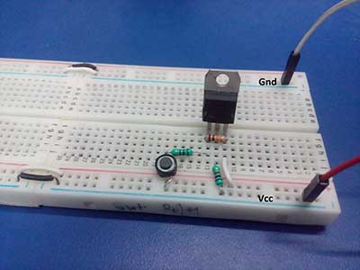 Prototype of MOSFET connected as Low Side Switch