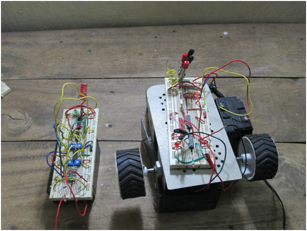 Prototypes of Receiver Circuit attached to Robotic Car