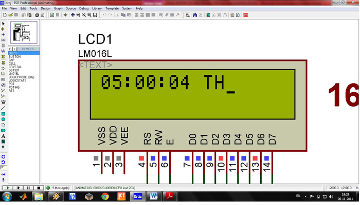 LCD output for RTC on Proteus